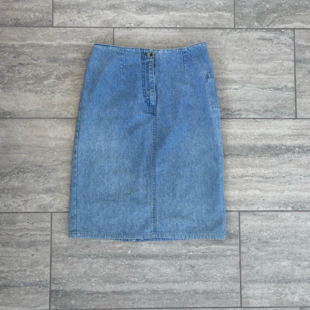 Classic‎ Blue Denim Midi Skirt